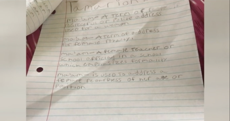 Illustration for article titled 5th Grader Punished at School for Calling His Teacher ‘Ma’am’